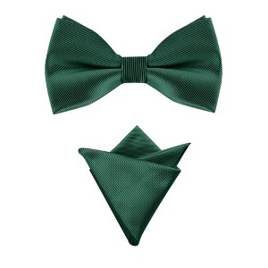 Allegra K Men's Business Causal Matching Pocket Squares Pre-Tied Bow Tie Sets - 1 of 4