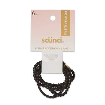 scünci Gold Embellished Textured Hair Elastics - Black - All Hair - 6pcs