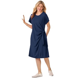 Woman Within Plus Size Side Knot Tee Dress - 1 of 2