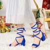 Allegra K Women's Solid Open Toe Lace Up Padded Insole Mid Chunky Heeled Sandals - 2 of 4