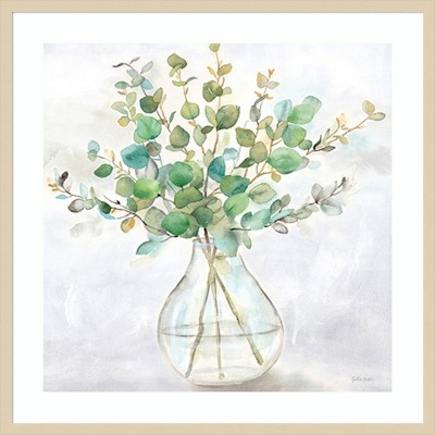 Eucalyptus Vase II 33" x 33" Natural Wood Framed Wall Art