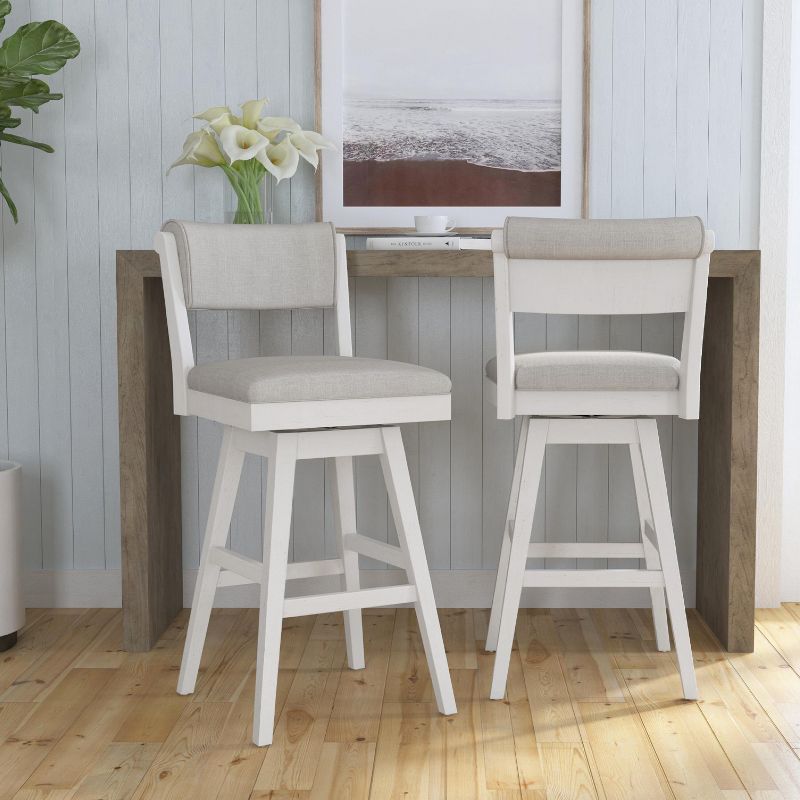 Clarion Wood and Upholstered Bar Height Swivel Stool Sea White - Hillsdale Furniture, 4 of 14