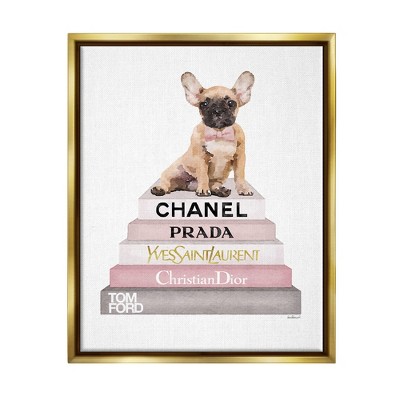 Stupell Industries Watercolor High Fashion Bookstack French Bulldog