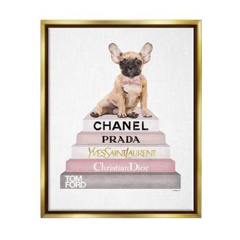 Stupell Industries Dashing French Bulldog and Iconic Bookstack