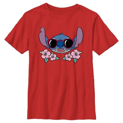 Boy's Lilo & Stitch Red Sunglasses Stitch T-shirt : Target