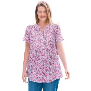 Woman Within Pintucked Half-Button Tunic - 1 of 4