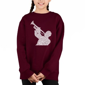 LA Pop Art All Time Jazz Songs - Girl's Word Art Crewneck Sweatshirt - 1 of 3