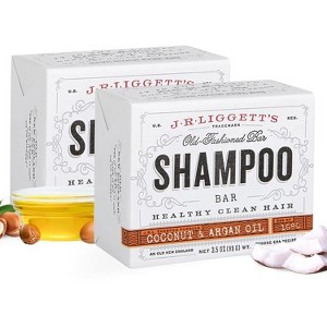 J·R·LIGGETT'S Shampoo Bars for Hair | Virgin Coconut and Argan Oil Formula with Antioxidants and Vitamins | Sulfate-Free | 2 Pack 3.5oz - 1 of 4