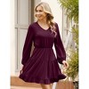 Women's Long Sleeve Tiered Fall Dress V Neck Casual Loose Flowy Short Dress - 4 of 4