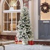 LuxenHome 5Ft Multicolored Pre-Lit Flocked Artificial Tree Potted Green - 4 of 4