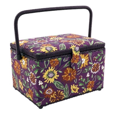 Dritz Large Rectangle Sew Basket Floral Burgandy