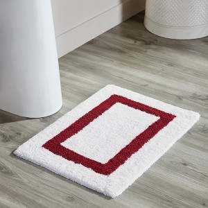 Hotel Bath Rug 100% Premium Cotton Tufted Weave Two Tone Reversible Bathroom Rug, Super Soft Absorbent, Machine Washable Bath Mat - 1 of 4