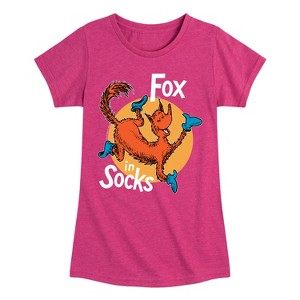 Girls' - Dr. Seuss - Fox In Socks Jumping Fitted Short Sleeve Graphic T-Shirt - 1 of 4