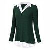 Women's Long Sleeve V Neck Contrast Collared Shirts Patchwork Work Blouse Tunics Tops - 2 of 4