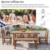 6-Piece Outdoor Dining Set, Dining Set with Dining Table and Armless Chairs and Bench, Dining Chairs with Acacia Wood Frame–Cuddlewood - 3 of 4
