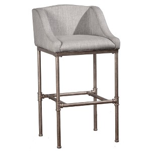 30" Dillon Barstool Silver/Gray - Hillsdale Furniture: Industrial Design, Metal Frame, Padded Seat - 1 of 4