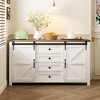 KTMBDW Farmhouse Sideboard Buffet Cabinet, Coffee Bar Storage with Sliding Barn Doors and Drawers, Shelf for Home Dining Room - 2 of 4