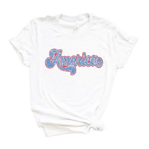 Simply Sage Market Women's Grunge America Cursive Short Sleeve Graphic Tee - 1 of 2