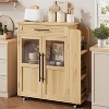Kitchen Island Table On Wheels, Storage Island with Spice Rack and Drawer - 3 of 4