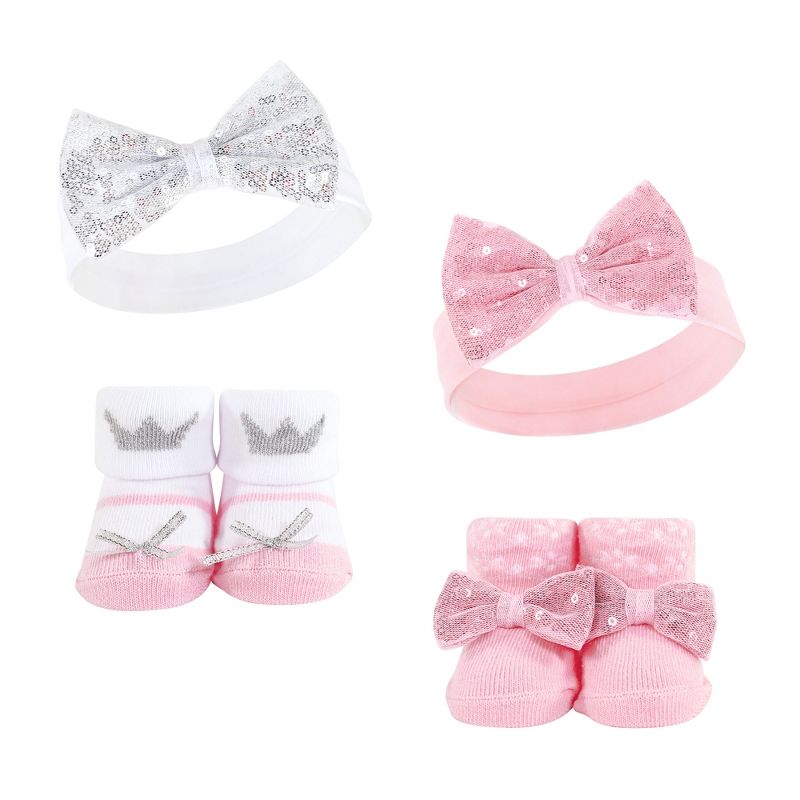 Hudson Baby Infant Girl 8Pc Headband and Socks Set, Princess Flower, 0-9 Months, 2 of 4