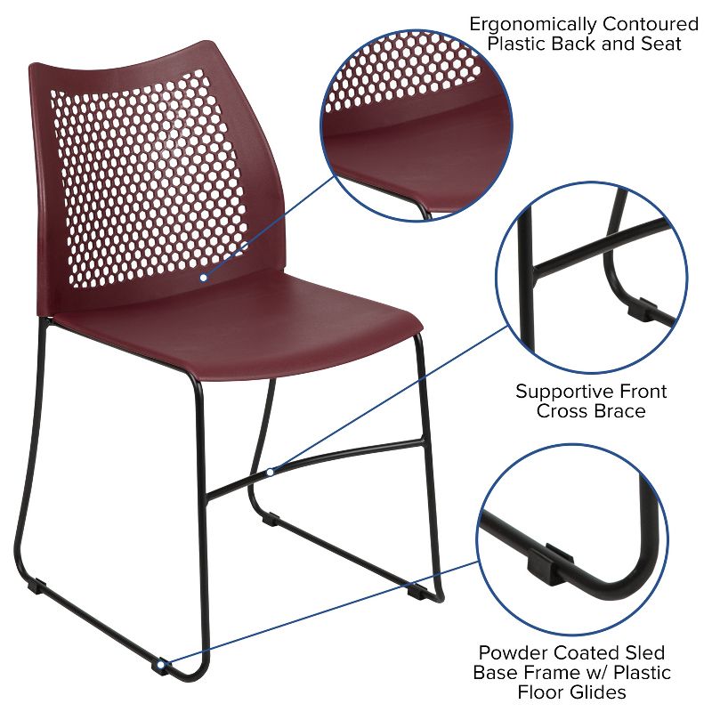 Emma and Oliver Home and Office Sled Base Stack Chair with Air-Vent Back - Guest Chair, 5 of 13