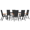 vidaXL Garden Dining Set Black and Brown - 63" Table Length 6 Items - 3 of 4