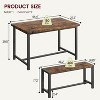 3 Piece Dining Table Set for 4 with Space-Saving Benches, Tabletop, Steel Frame, Modern Farmhouse Kitchen Table for Small Spaces - 2 of 4