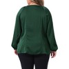 Women's Plus Size Texture Tie Neck Long Sleeve Elastic Cuffs Elegant Dressy Blouse - Agnes Orinda - 4 of 4