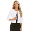 Coolmee Women's 3/4 Sleeve Cropped Coat Lightweight Notch Collar Blazer Jacket Business Casual - 2 of 4