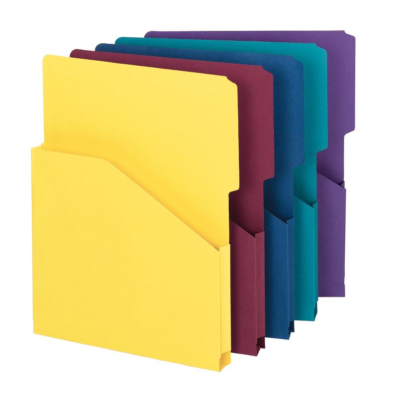 Smead Organized Up  Expanding Slash Jacket, 2/5-Cut Tab, 1" Expansion, Letter Size, Assorted Colors, 5 per Pack (75445), 2 of 10