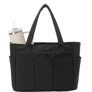 Alilang Women's Canvas Tote Bag with Zipper Closure and Multiple