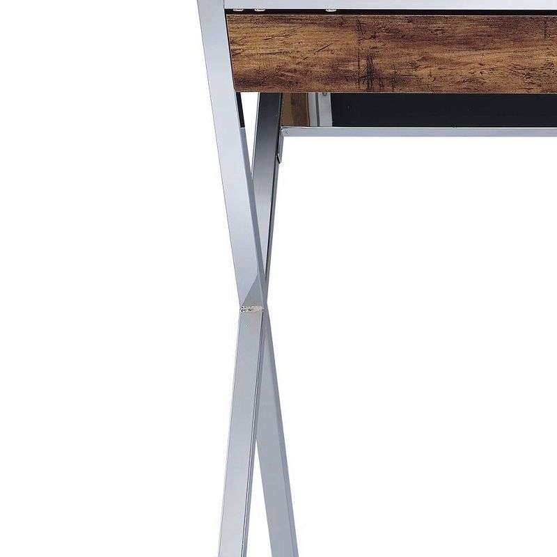 36&#34; Callers Desks Weathered Oak and Chrome Finish - Acme Furniture, 5 of 9
