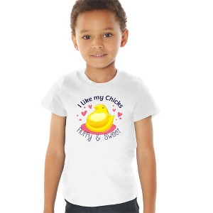 Easter I Like My Chicks Fluffy and Sweet Kids T Shirt for Toddlers, White - 1 of 4