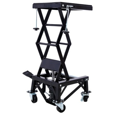 300 Lbs Hydraulic Motorcycle Lift Jack, Motorcycle Scissor Jack Secure Foot Lever, Motorcycle Lift Table with Wheels For Small Dirt Bikes