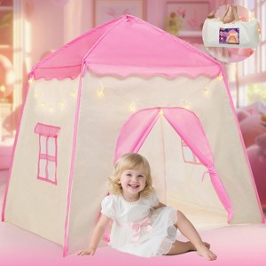 Pink Princess Tent for Baby Toddler Girls Kids Play Tent with LED Star Lights Indoor & Outdoor Large Castle Tent for Girls Christmas Birthday Gift - 1 of 4