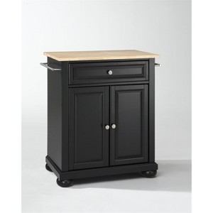 HomeStock  Alexandria Wood Top Small Portable Rolling Kitchen Island Storage Cart, Microwave Stand, Black - 1 of 4