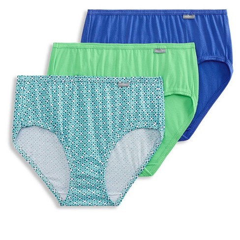 Jockey Womens Elance Hipster 3 Pack Underwear Hipsters 100% cotton 7 Blue  Ribbon/Mosaic Tile/Fresh Pistachio