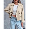 Imily Bela Womens Cropped Double Breasted Trench Coat with Raglan Sleeves and Pockets for Office - 2 of 4