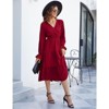 Coolmee Women's Bohemian Dress Casual Long Sleeve V Neck Dress Floral Flowy Maxi Dresses Tiered Cocktail Dress - 2 of 4