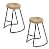 Royal Hampton 30 Inch Mango Wood Industrial Barstool, Saddle Seat, Iron Frame, Set of 2 - 3 of 4