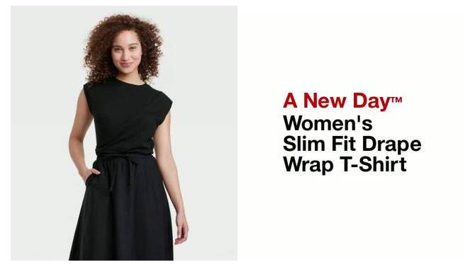  Women's Slim Fit Drape Wrap T-Shirt - A New Day™, 2 of 8, play video
