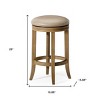 HomeRoots 26" Beige and Natural Faux Leather and Solid Wood Backless Counter Height Swivel Bar Chair - 3 of 4