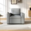 Pull-out Sofa Bed Loveseat Couch Chaise Lounge Sleeper Sofa Bed 2-seater Sofa Chair with Cup Holders & USB Ports - ModernLuxe - 2 of 4