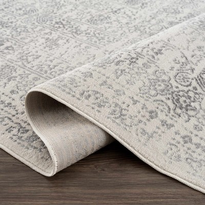 Gray Medium Pile Rectangular Polypropylene Area Rug