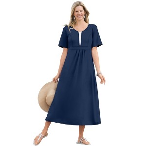 Woman Within Layered Knit Empire Dress - S, Navy : Target