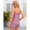 Womens Sleeveless Pajama Sets Ruffle Trim V Neck Camisole Tanks with Elastic Waist Shorts Summer Adjustable Spaghetti Strap Lingerie Set - 2 of 4