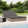 vidaXL Sunbed Grey PE rattan, Steel Double Adjustable Armrests Sunbed - 2 of 4