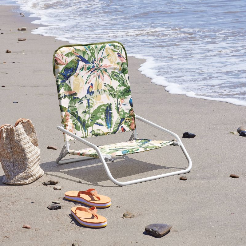 Cushioned Outdoor Portable Beach Chair with Carry Strap Tropical - Threshold&#8482;, 3 of 9