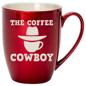 100 North Cowboy Hat 10 Ounce Cardinal Red Metallic Finish, Comfortably Fits Your Hands, New Bone China Coffee Tea Cup Mug, The Coffee Cowboy - 1 of 1
