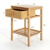 Costway Bamboo Nightstand Natural Side End Table w/Drawer for Living Room Bedroom - 4 of 4
